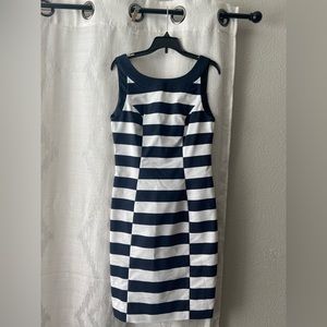 Summer blue and white sleeveless dress.